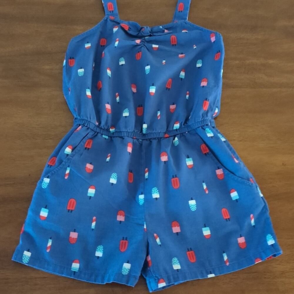 Girls red white and blue Ice cream to leave less romper size 5 GUC